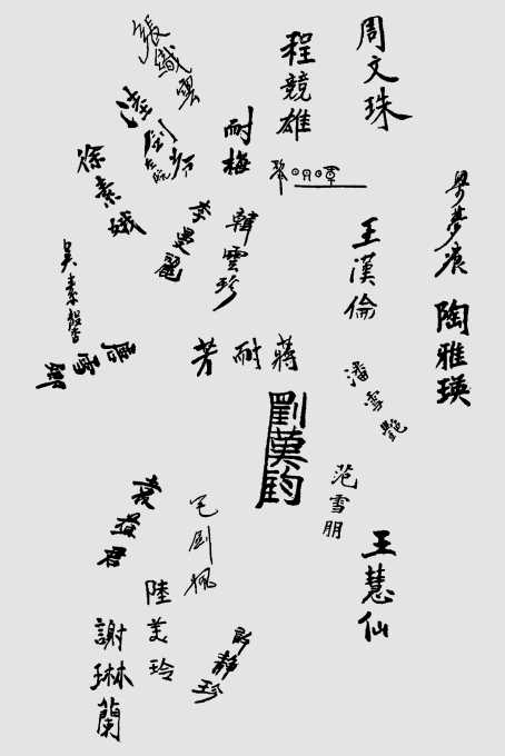 中國早期影星簽名墨跡