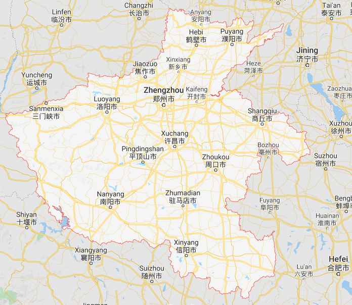 現代的河南省地圖