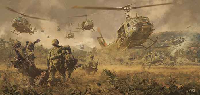 表現德浪河谷地區之戰的畫作，此戰中直升機發揮了巨大作用