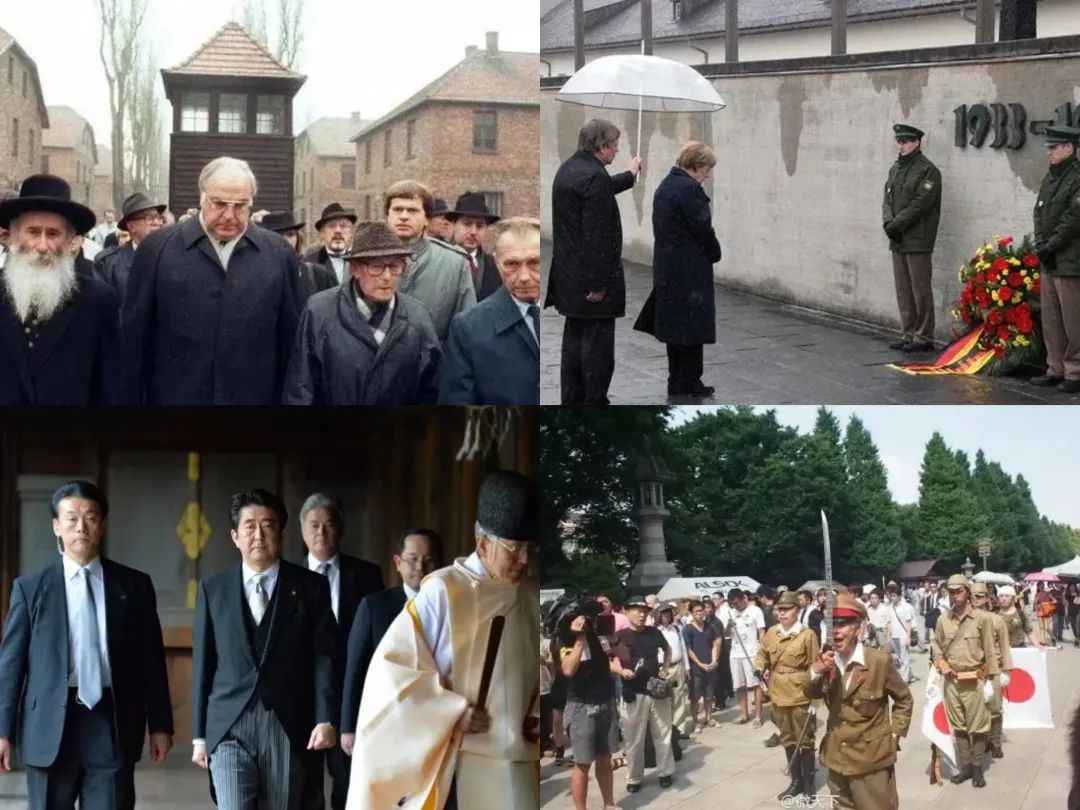 德國總理向集中營遇難者獻花VS日本首相參拜祭奠戰犯的神社
