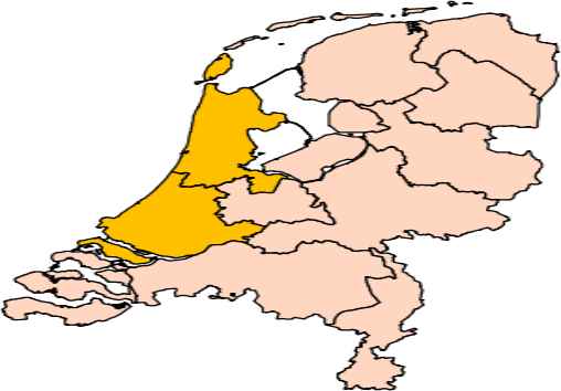 尼德蘭七省中荷蘭省（今天分為南荷蘭省和北荷蘭省）的位置