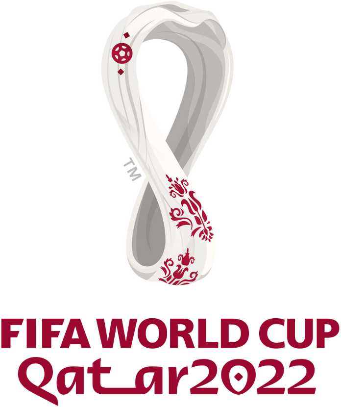 卡達在主辦本屆世界盃期間，因為外國勞工人權問題而備受詬病（2022年國際足聯世界盃官方標誌圖）