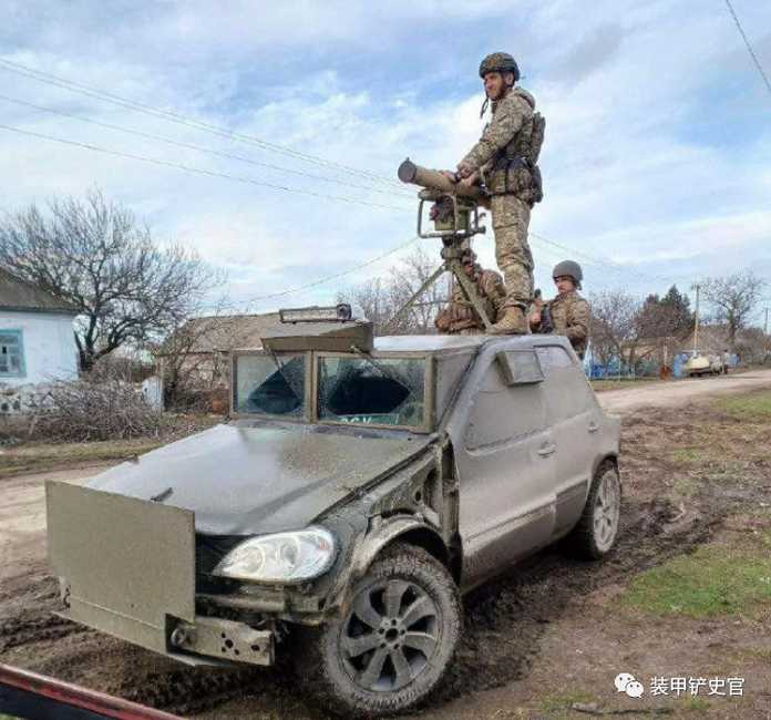 烏軍自行改裝的汽車，安裝了烏克蘭自己研發的「海盜」反坦克導彈系統