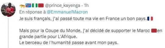 一位網友表示：「我是法國人，我一輩子都在法國但這次世界盃我決定支持摩洛哥，主要也是為了支持非洲（球隊