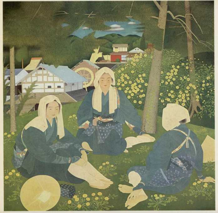 土田麥僊繪大原女，1927年