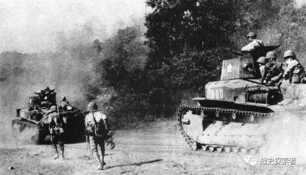 搭載步兵，快速向前突擊的日軍第7戰車聯隊麾下第3中隊的八九式中戰車群該車名義上歸納為「中型坦克」範疇