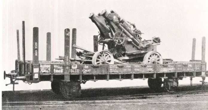 圖2：放置在軌道車上的炮架