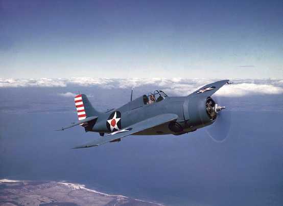 美國海軍的F4F-3「野貓」式戰鬥機，戰爭後期主要裝備護航航空母艦