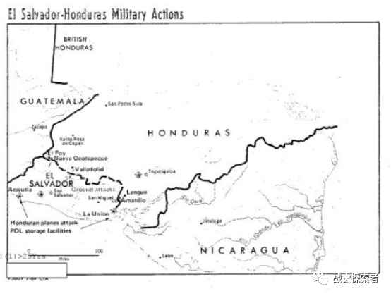 薩、洪兩國的軍事行動圖，虛線處為1969年7月16日時的雙方邊界