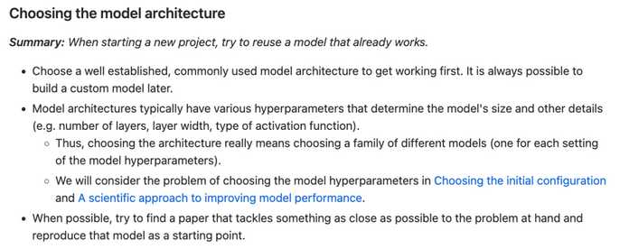 該指南中關於選擇模型架構的經驗