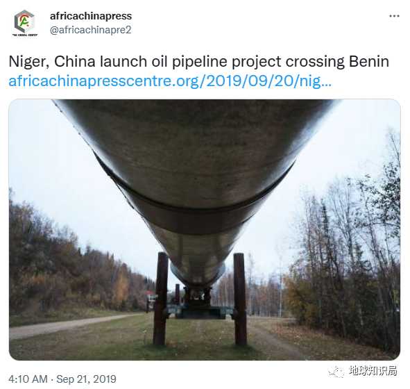 （中國在尼日的石油管道項目 圖：twitter）