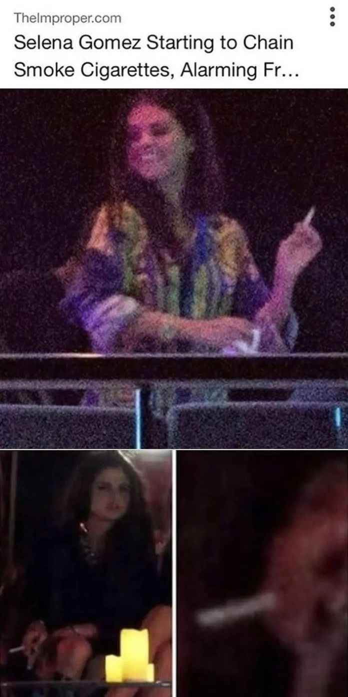 有媒體還拍到賽琳娜抽菸的照片