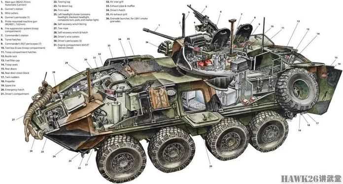 LAV-25輪式步兵戰車剖面圖