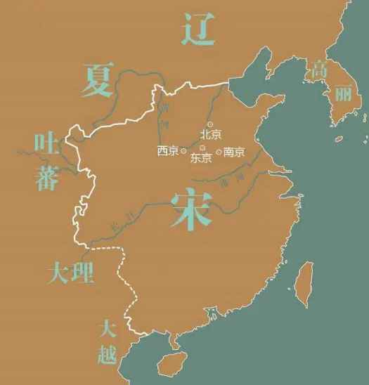 北宋三個陪都位置，西京為洛陽，北京為大名府（河北大名），南京為河南商丘